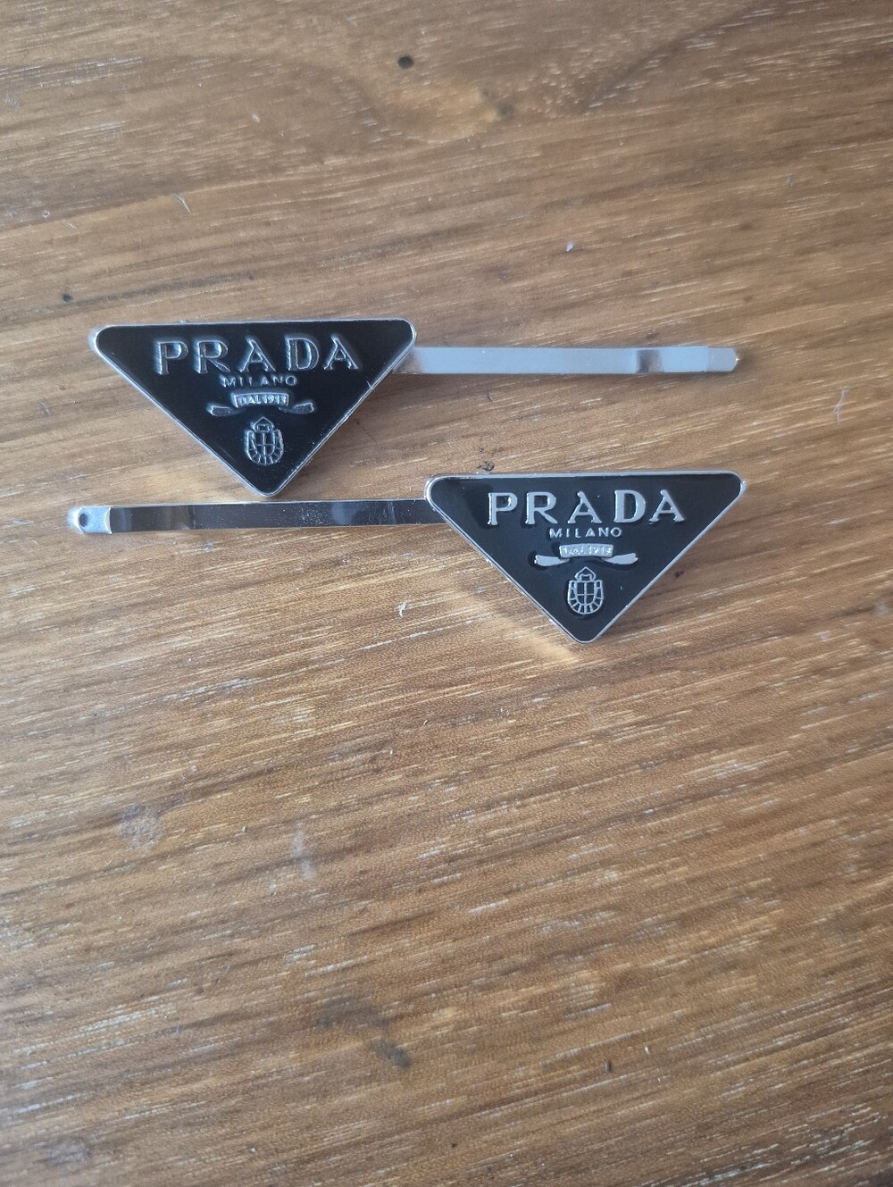 Black Triangle Logo Metal Hair Pins